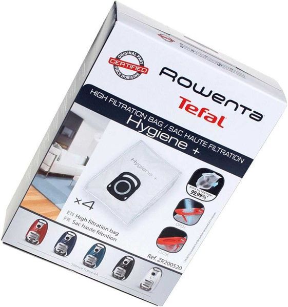 4 бр. Торбички за Прахосмукачка Rowenta Tefal Hygiene + ZR200520
