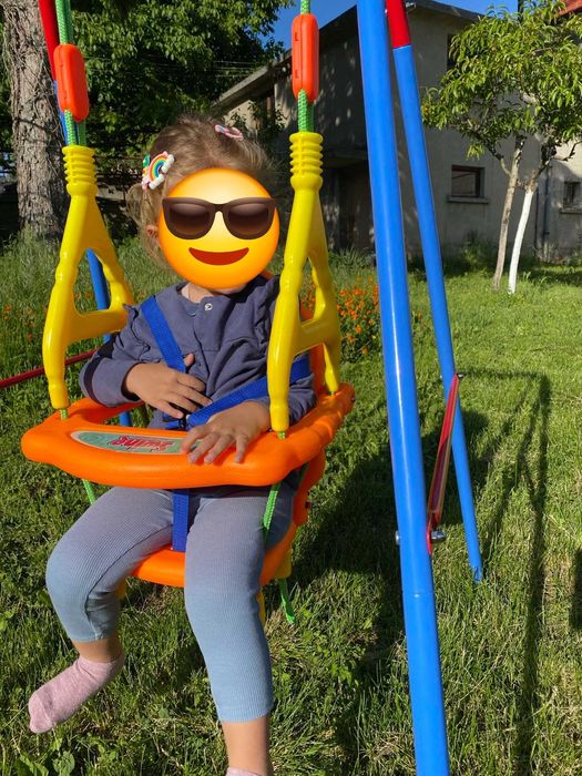 Детска люлка King Sport с метална опора, синя с оранжево