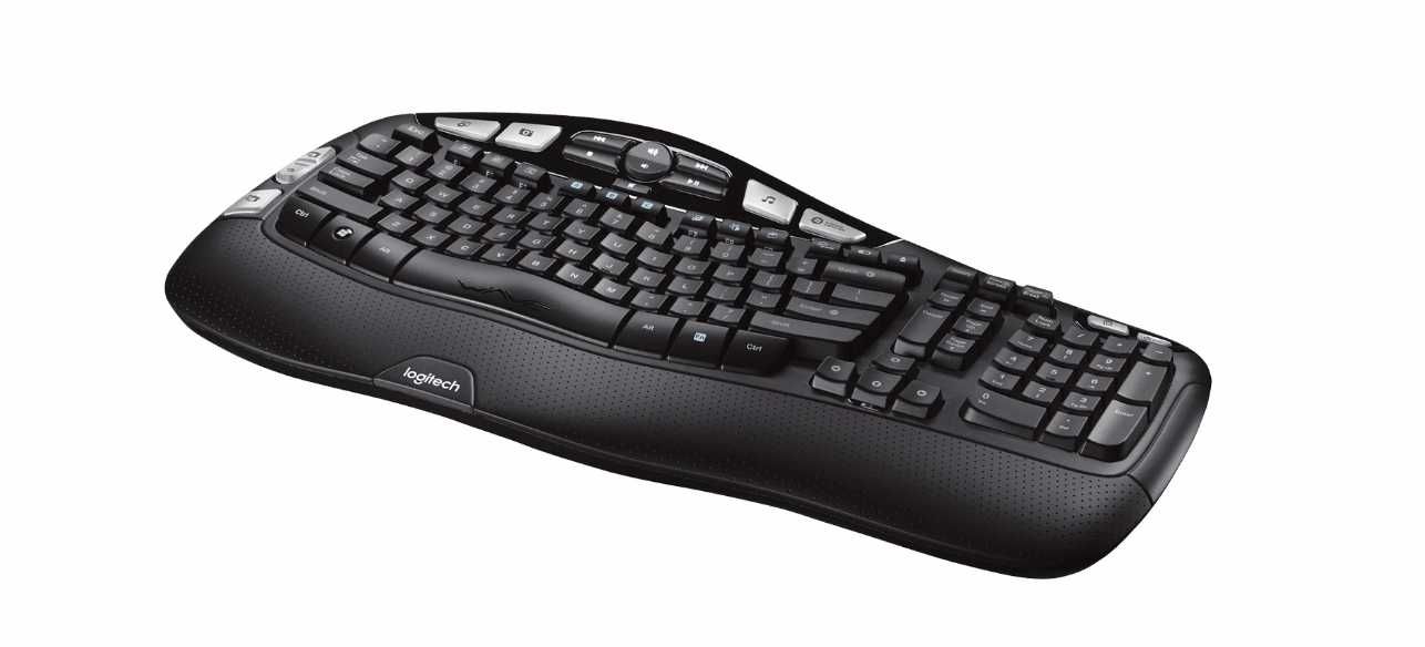 Tastatura ergonomica wireless Logitech K350, Layout UK, Negru
