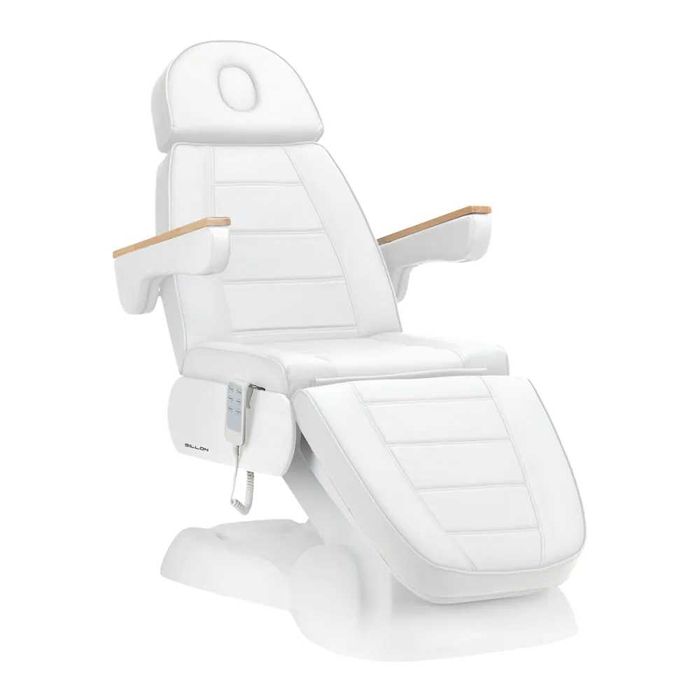Scaun cosmetic electric Lux 273B – 3 motoare, tapițerie albă premium