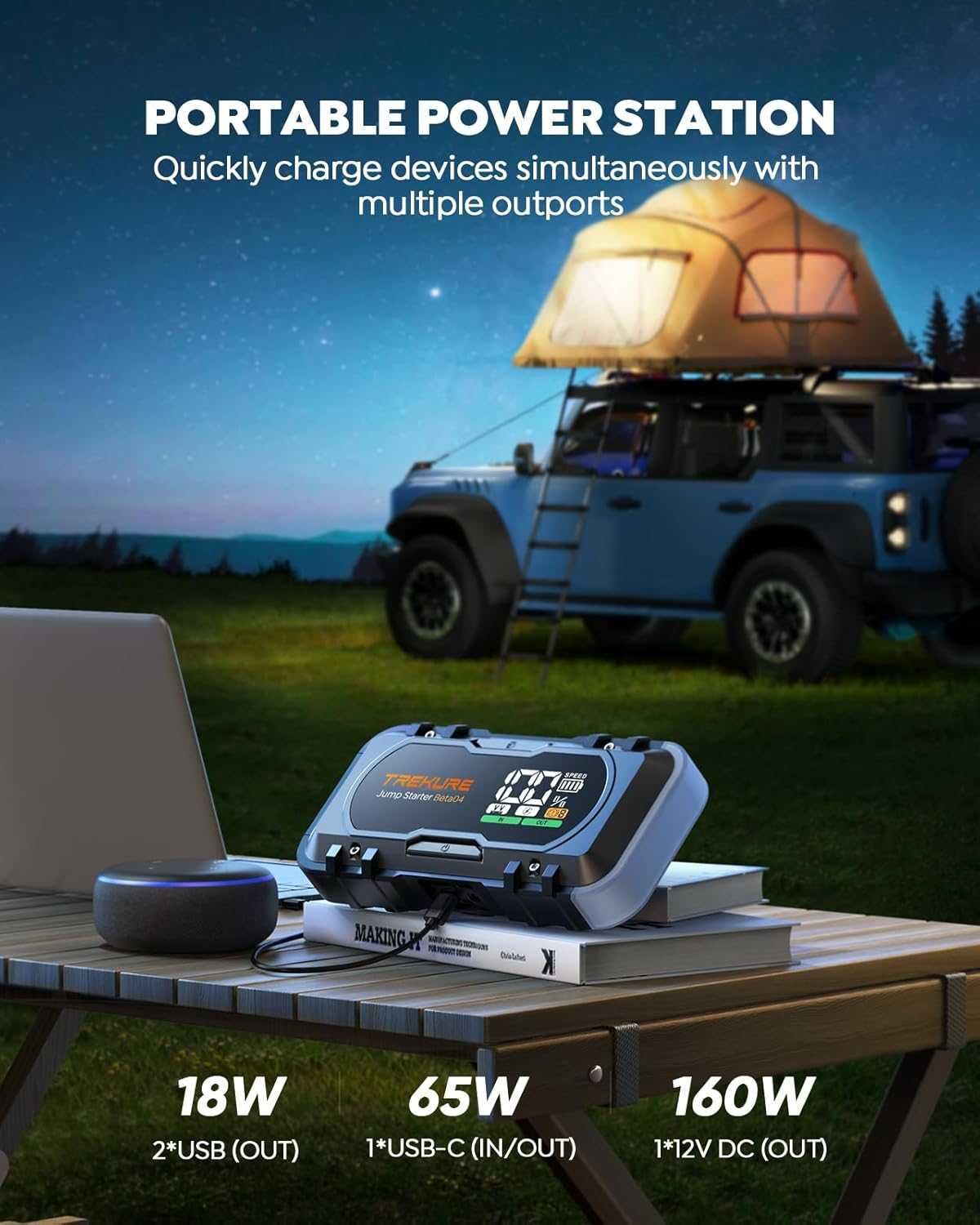 Нов джъмп стартер TREKURE 6000A / 27000mAh за бензинови 12L дизелови..
