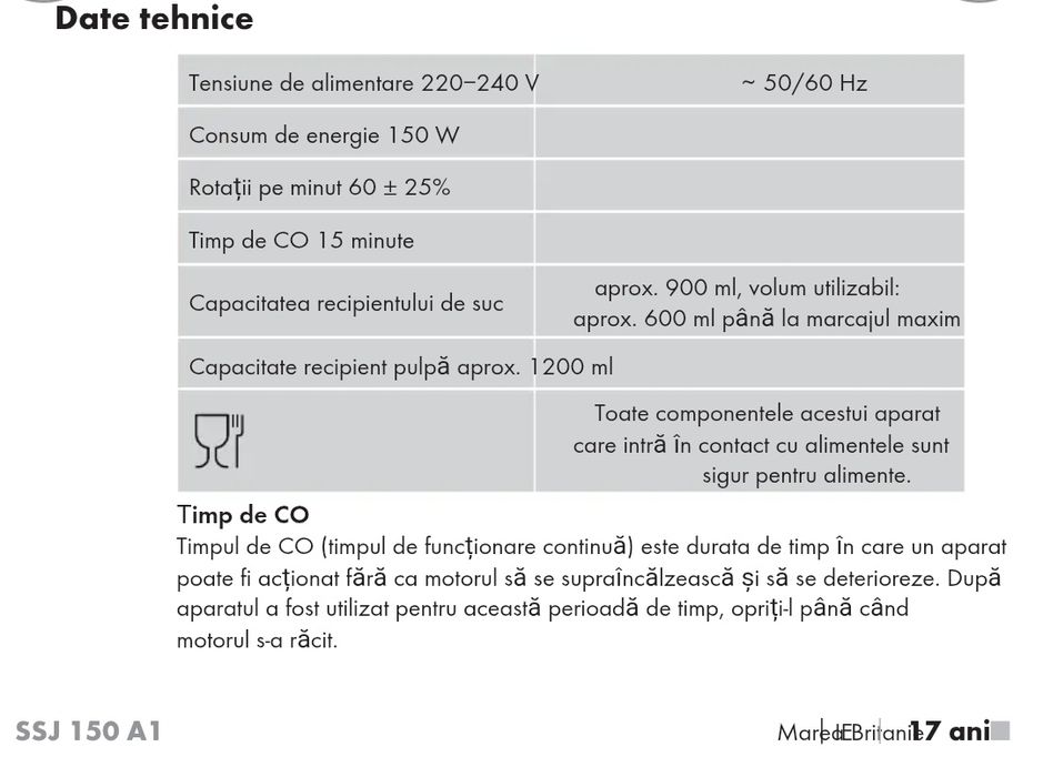 Silvercrest storcător de fructe și legume
