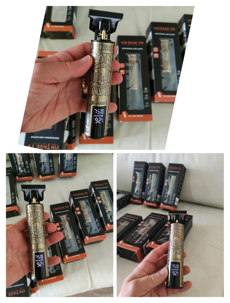 Mașină de tuns ras și contur barba cu acumulator și display model NOU