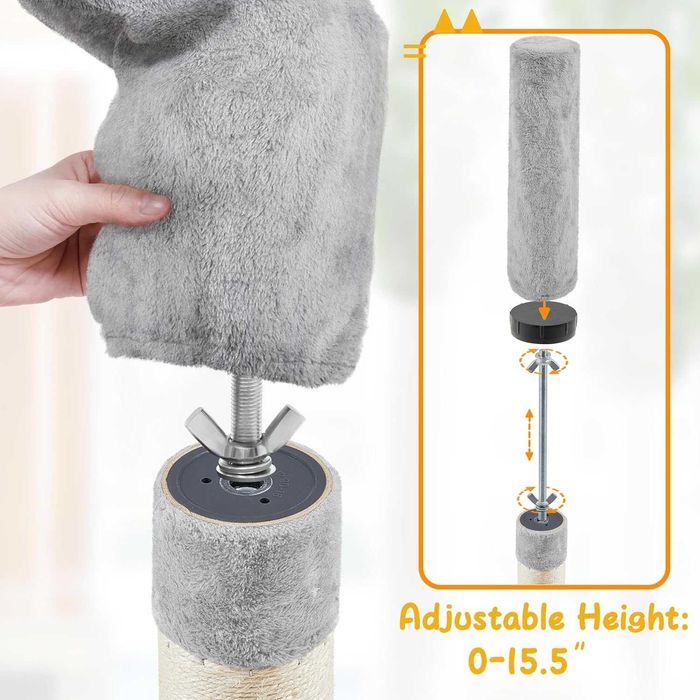 Ansamblu pisici cu sisal, reglabil până la tavan |S 592974 Light Gray