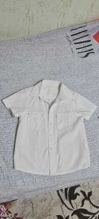Белая рубашка 100% х-б с коротким рукавом на 6-7 лет