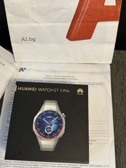 ***Чисто НОВ 46mm Huawei Watch GT 5 Pro Yettel Гаранция 2027 Titanium