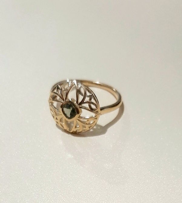 Inel moldavite argint placat cu aur 18k si brățară jad