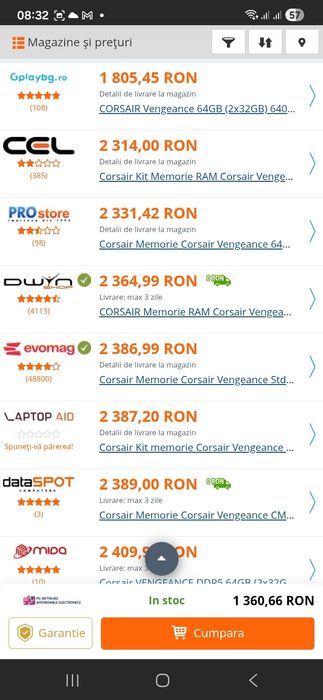 Memorie Corsair Vengeance 64GB DDR5 6000MHz CL30 Dual C Kit Garantie