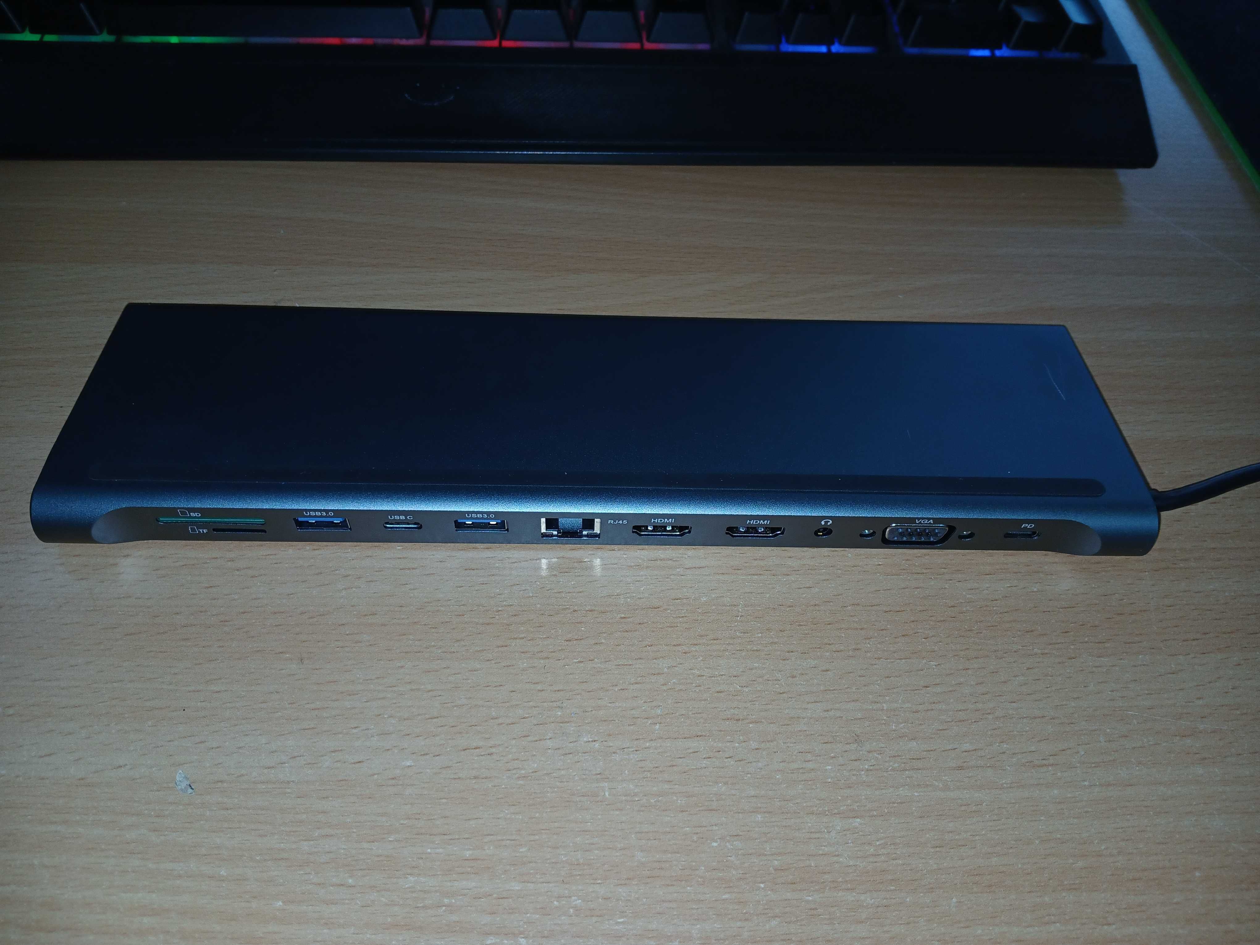 Docking station USB-C 12-in-1, HDMI 4K, VGA, RJ45, SD