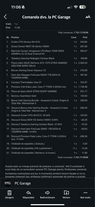 PC gaming i7 7700 GTX 1070