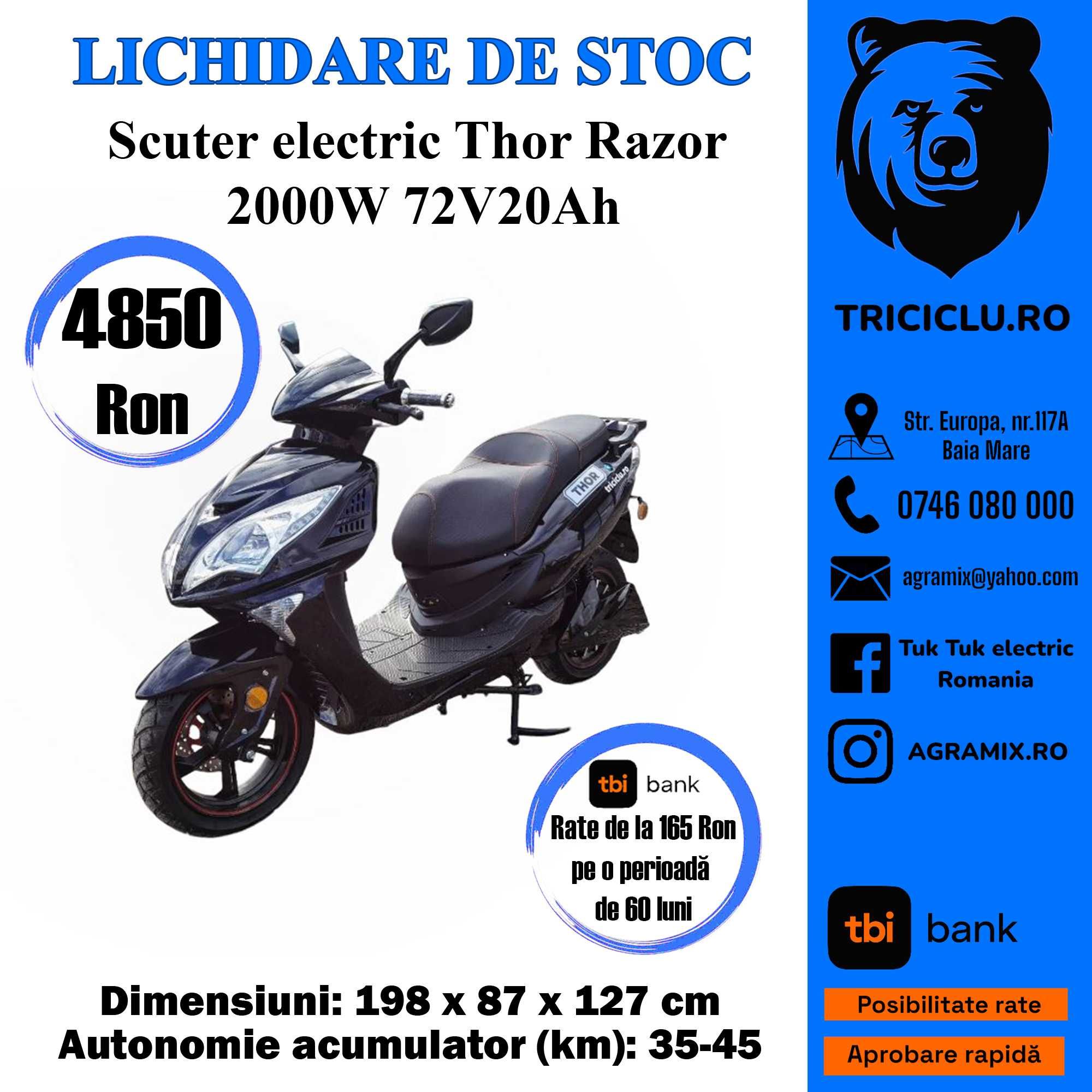 Scuter electric nou Thor Razor autonomie 35-45 km Agramix