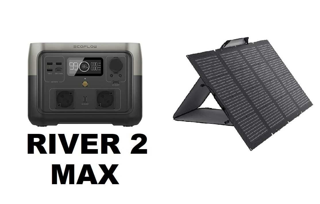 Комплект зарядная станция EcoFlow RIVER 2 Max + Солнечная панель