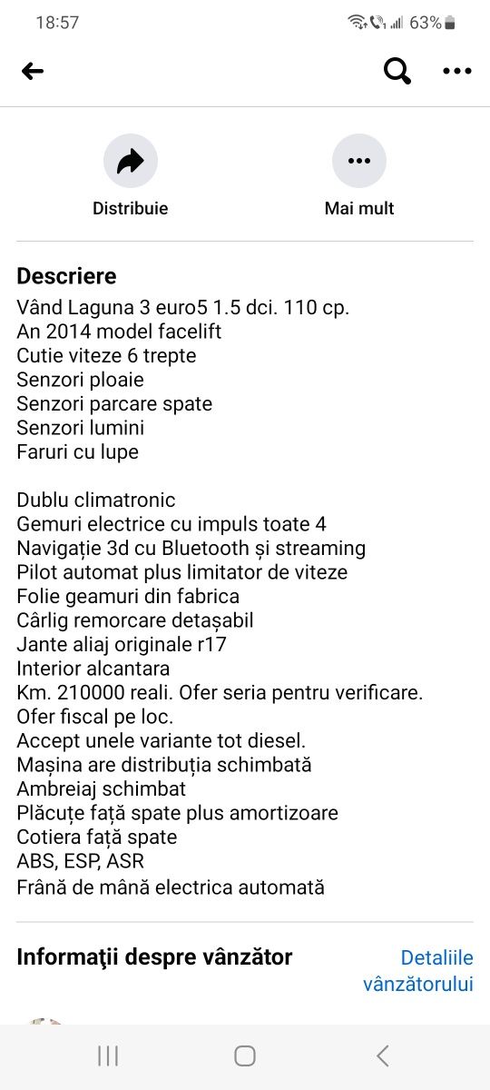 Renault Laguna 1.5 dci 110cp