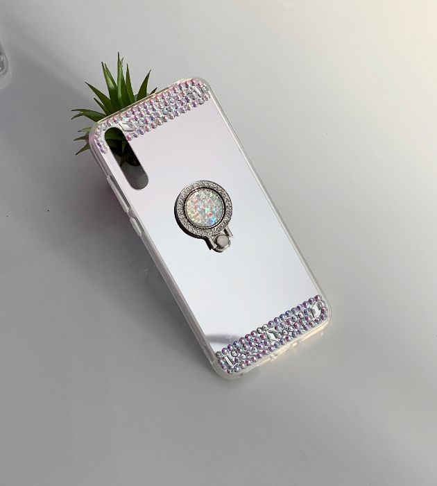 Husa oglinda, pietricele + inel pt. Huawei P Smart S