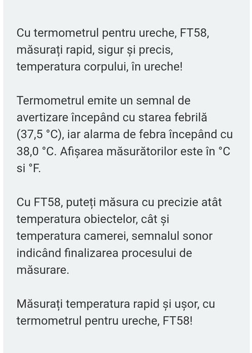 Termometru pt ureche Beurer nou