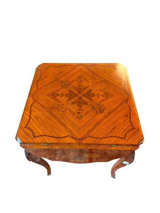 Măsuță extensibilă cu intarsii florale, lemn nobil