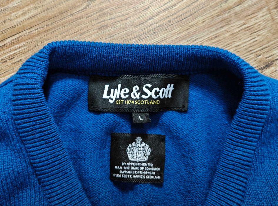 Lyle & Scott Оригинален мъжки син пуловер размер L
