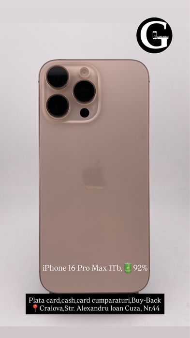 G Store Mobile! OFERTA: iPhone 16 Pro Max 1Tb,100%