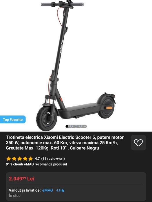 Trotineta electrica Xiaomi Electric Scooter 5 350 W - Nouă