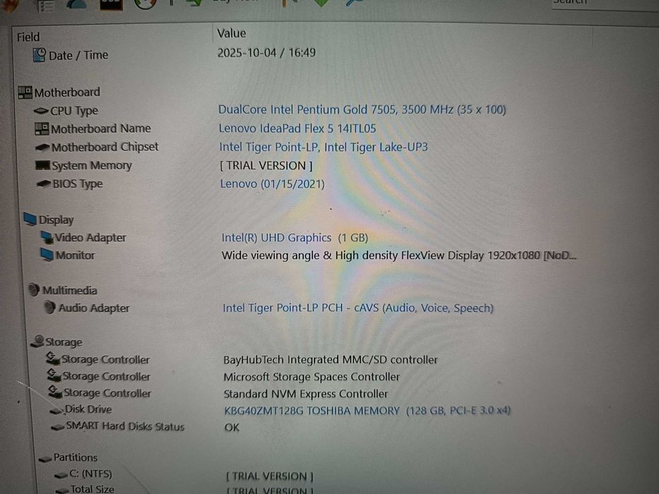 Laptop gen 11, Lenovo IdeaPad Flex 5, Pentium Gold 7505, 4gb ddr4