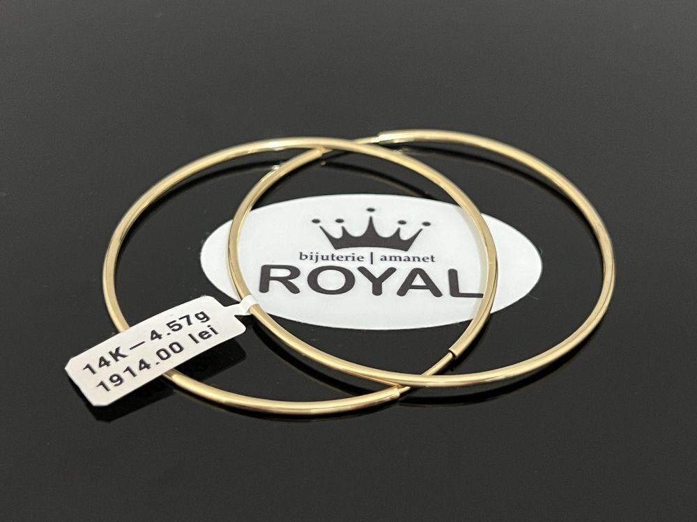 Bijuteria Royal CB : Cercei mari rotunzi aur 14k 4,57 grame