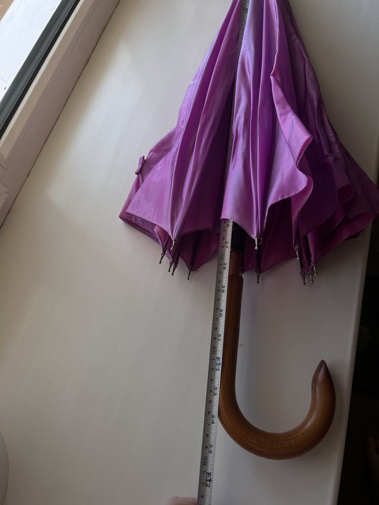 Зонт-трость винтаж розовый большой 1 метр