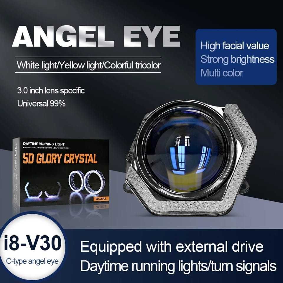 Set inele rectangulare DRL / lumina de zi si semnalizare lupe 3 inchi