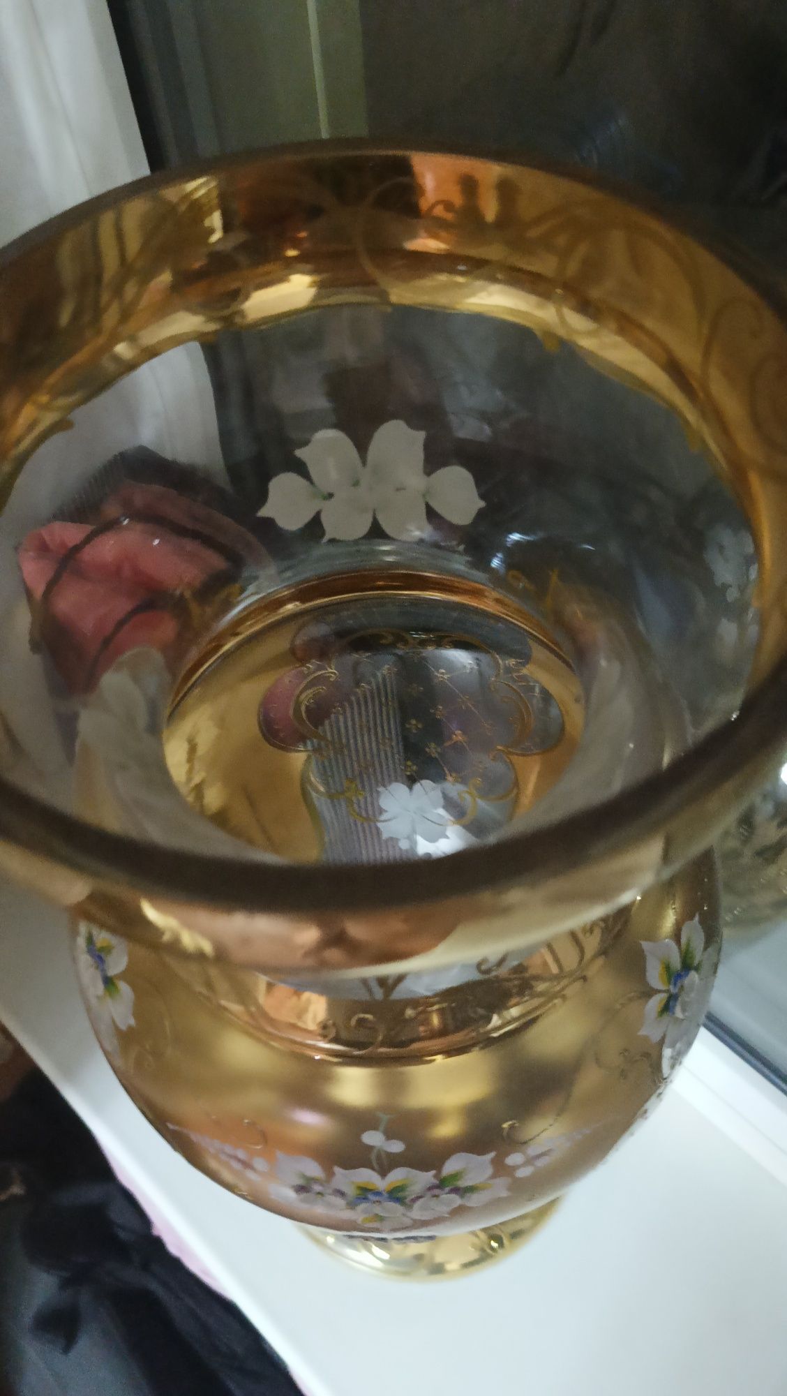 Ваза чешское стекло лепка Bohemia (богемия). Высота 50 см