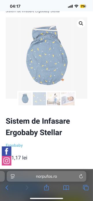 Swaddle/Sistem de Infasare Ergobaby - Single Stellar