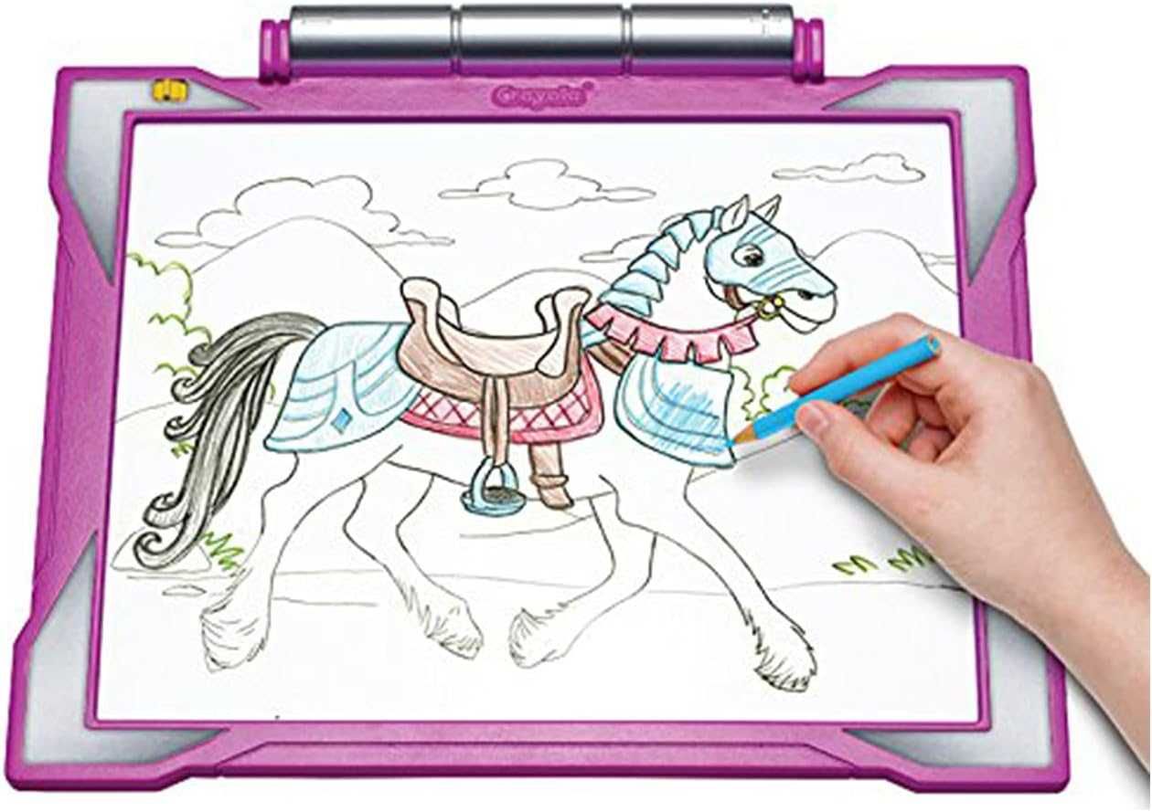 Crayola - Комплект светеща подложка за рисуване с моливи и листове