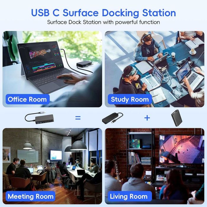 USB-C Докинг Станция 12-в-1 (за Surface, MacBook, Windows, Linux)