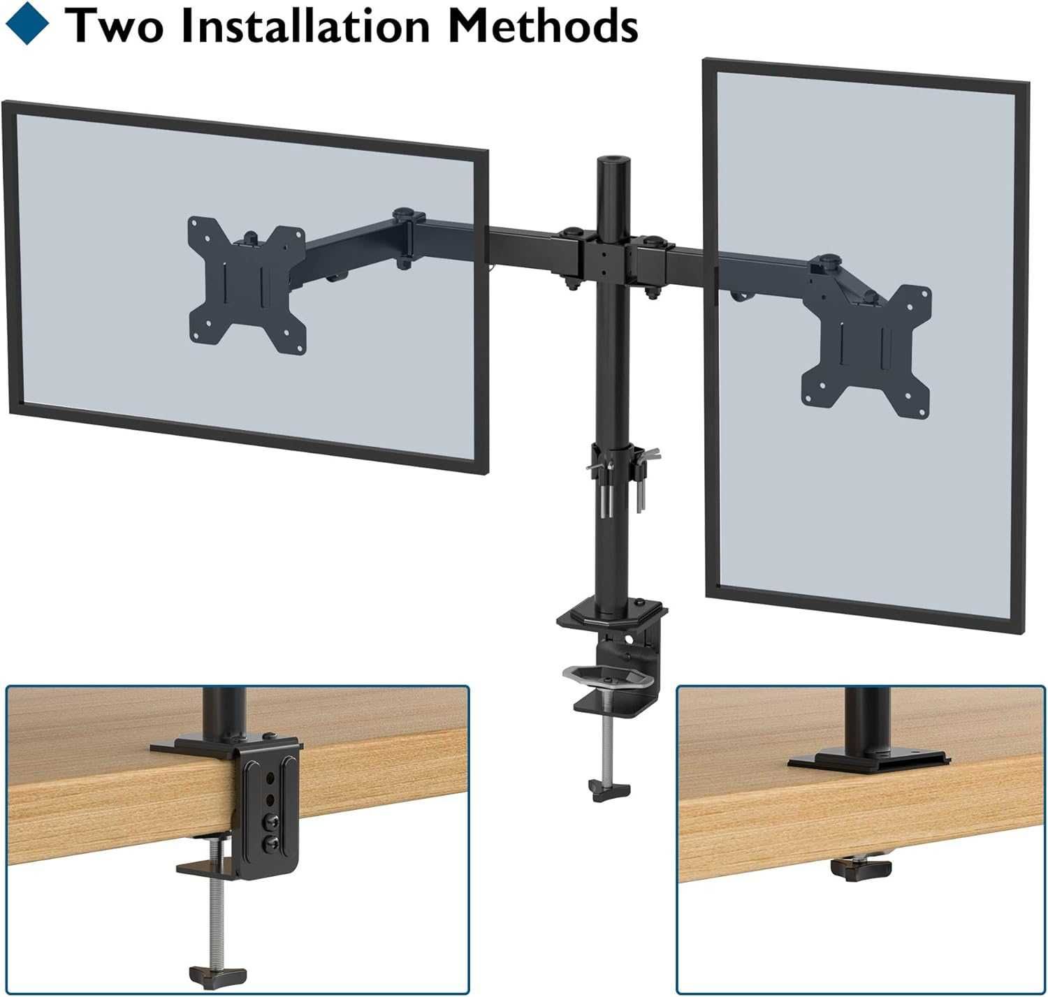 Suport dublu monitor 13-27 inchi max 8kg VESA 75x75-100x100mm