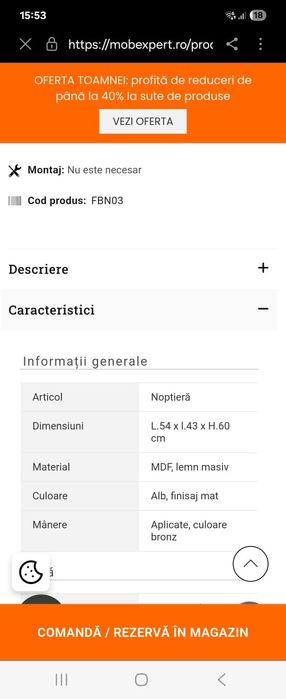 Comodă și 2 noptiere Mobexpert