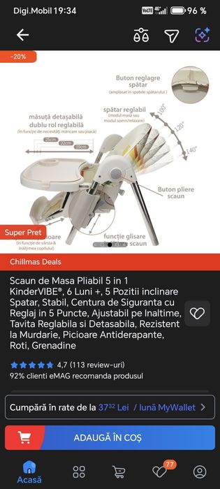 Scaun de masă bebe 6 luni +