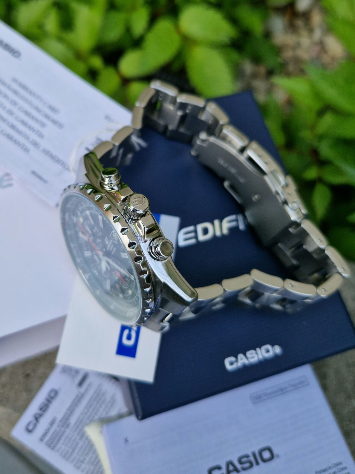 Ceas sigilat Casio Edifice Chrono barbatesc, full-box, cadran 45.5 mm