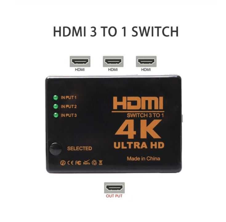 4K HDMI switch /  суич висококачествен 3 входа 1 изход  + Гаранция