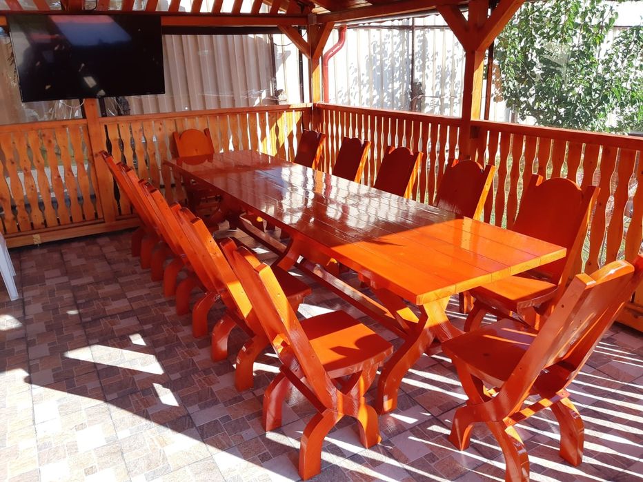 Masa cu 12 / 14 scaune "Tip XL" . Mobilier rustic . Mese si scaune