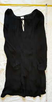 Промо! рокля Zara - ефирна, черна, дълъг ръкав