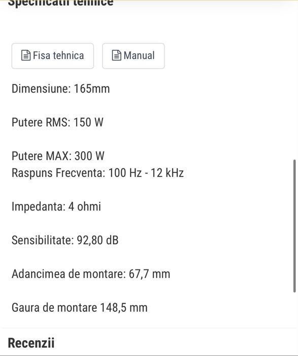 Vand boxe auto Avatar mtu 61le 150wrms