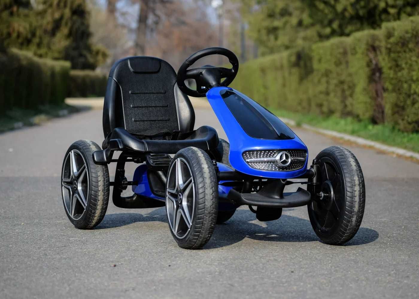 Kart cu pedale copii 3-9 ani Mercedes Go,R.cauciuc,scaun reglabil Blue