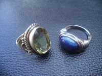 Сребърни старини грандиозни пръстени цитрин лапис лазули