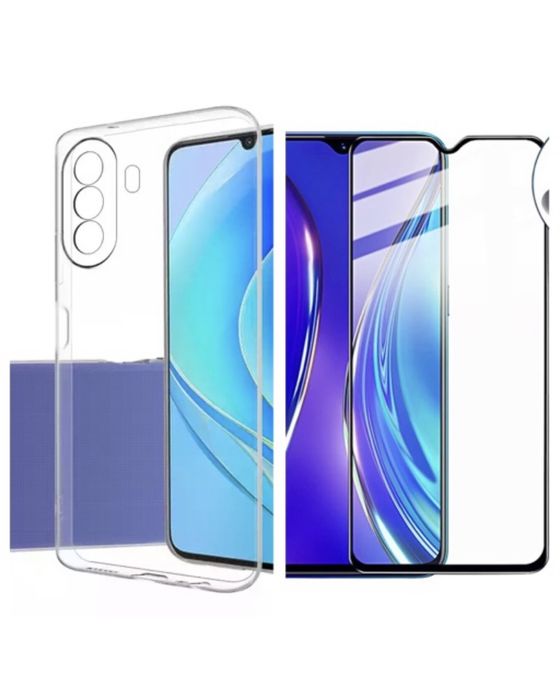Pachet Husa Silicon si Folie Sticla 99H 0,2MM - Huawei Y70/Y90