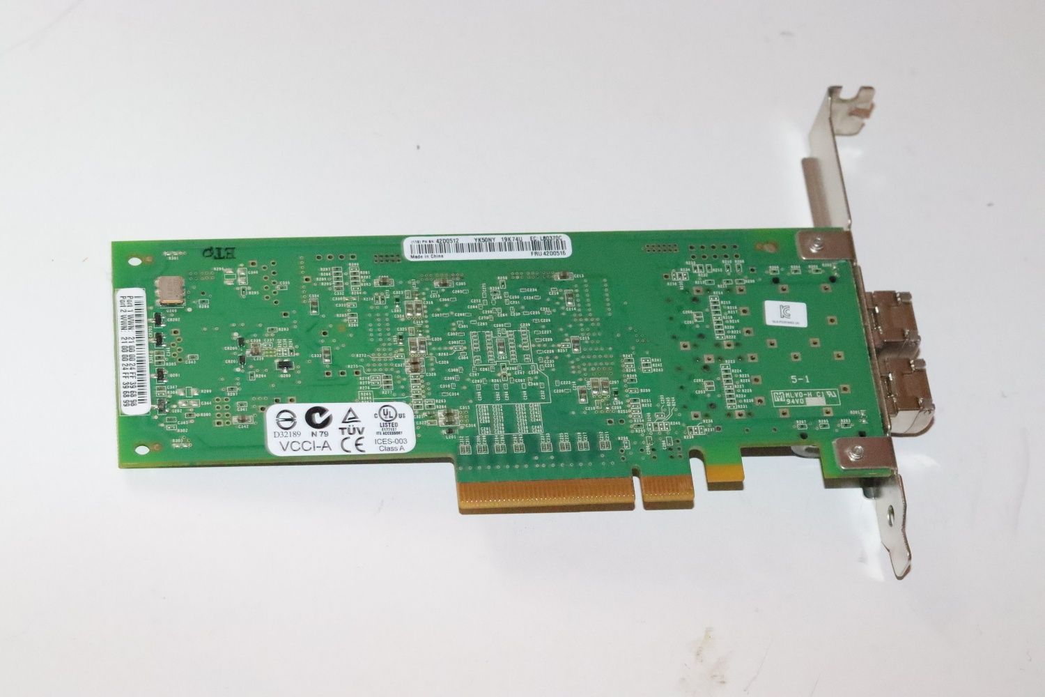 QLOGIC 42D0512 8GB DUAL PORT SFP PCI-E Fiber Channel YK50NY + 850NM