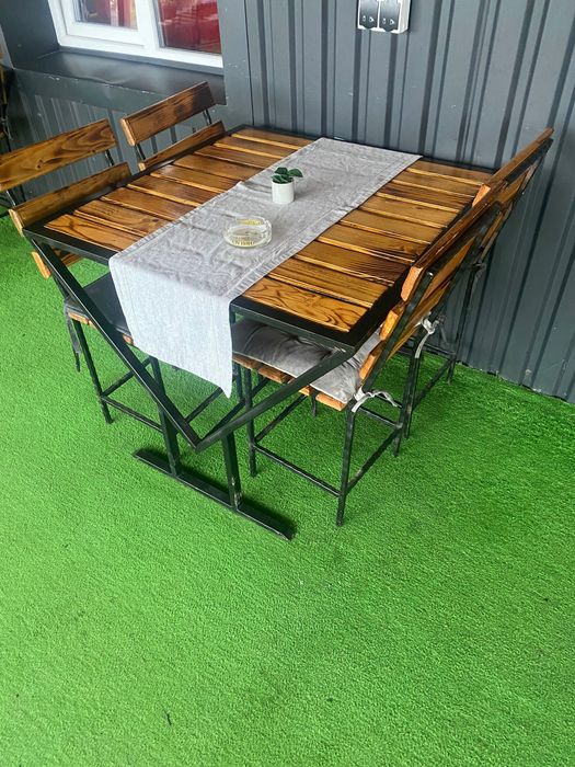 Mese cu 4 scaune – Fier sudat + Lemn masiv – Handmade – 1000 lei/set