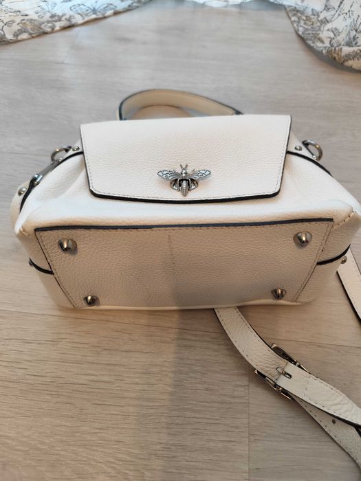 Geanta alba de piele