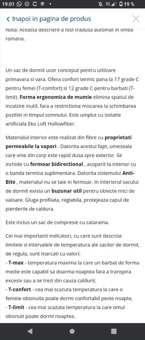 Sac de dormit,nou cu etichetă