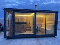 Ansamblu sauna panoramica si ciubar capacitate 12 persoane