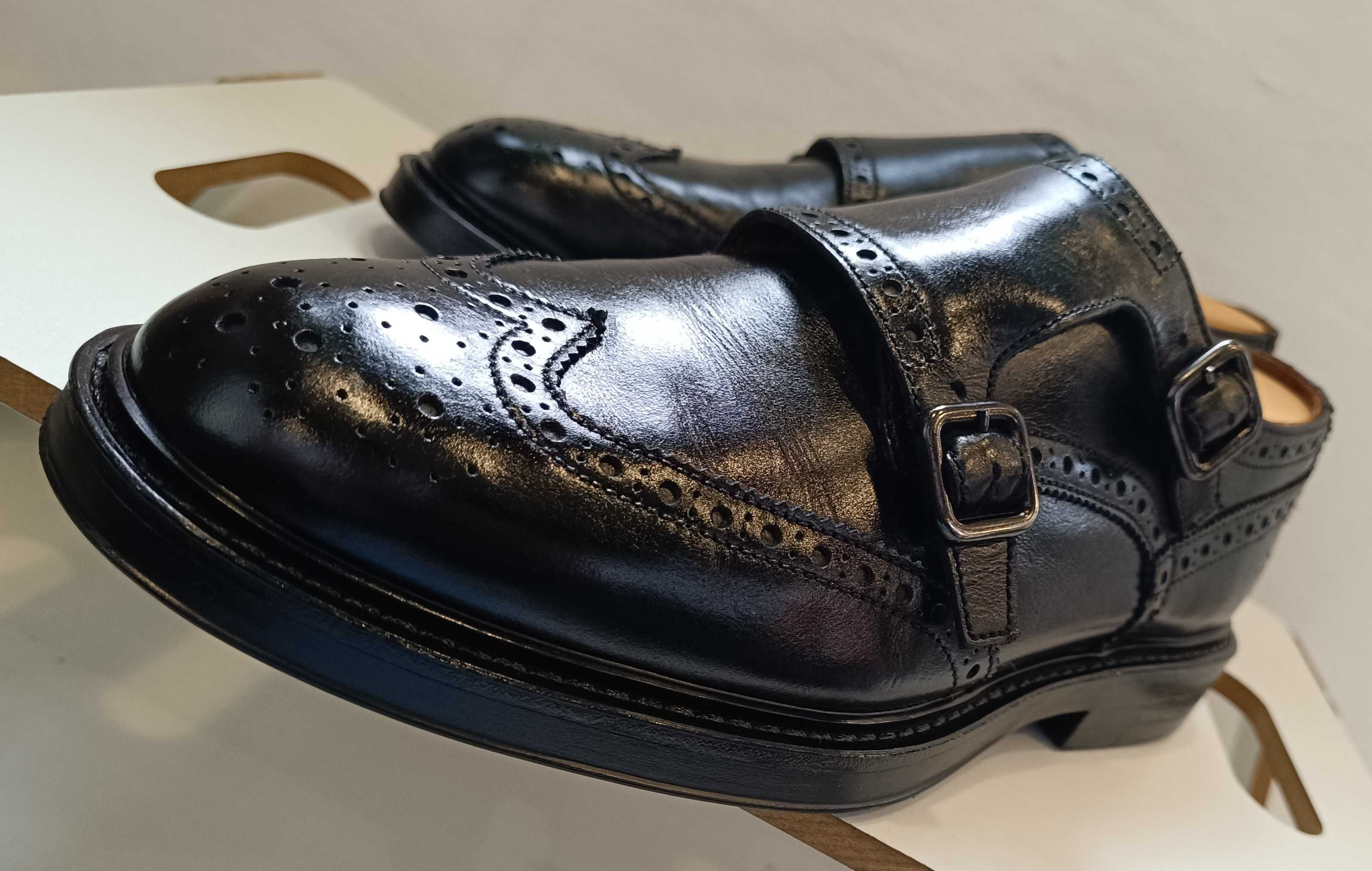 Pantofi monk 42.5 43 brogue premium FRAU piele naturala moale