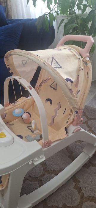 Balansoar multifuncțional 4 in 1 spătar reglabil, măsuță retractabilă