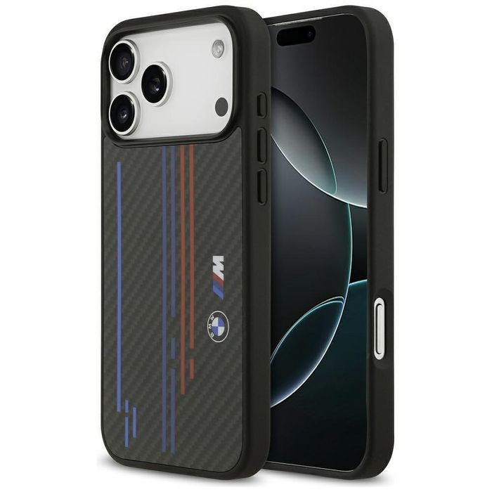 Case bmw m kevlar lines & logo magsafe for iphone 17 pro max black